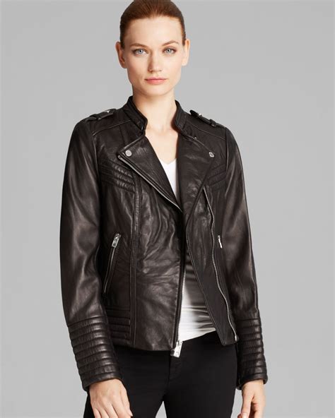 michael michael kors distressed leather moto jacket|Michael Kors black leather jacket.